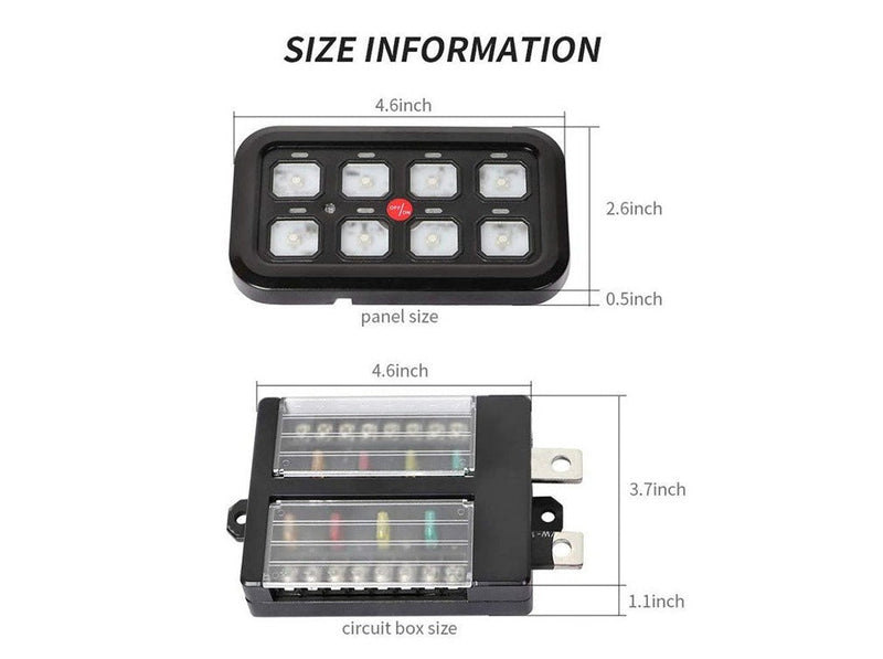 Vehicle Accessory 8 Switch Control System (Blue Backlighting) - all four overland